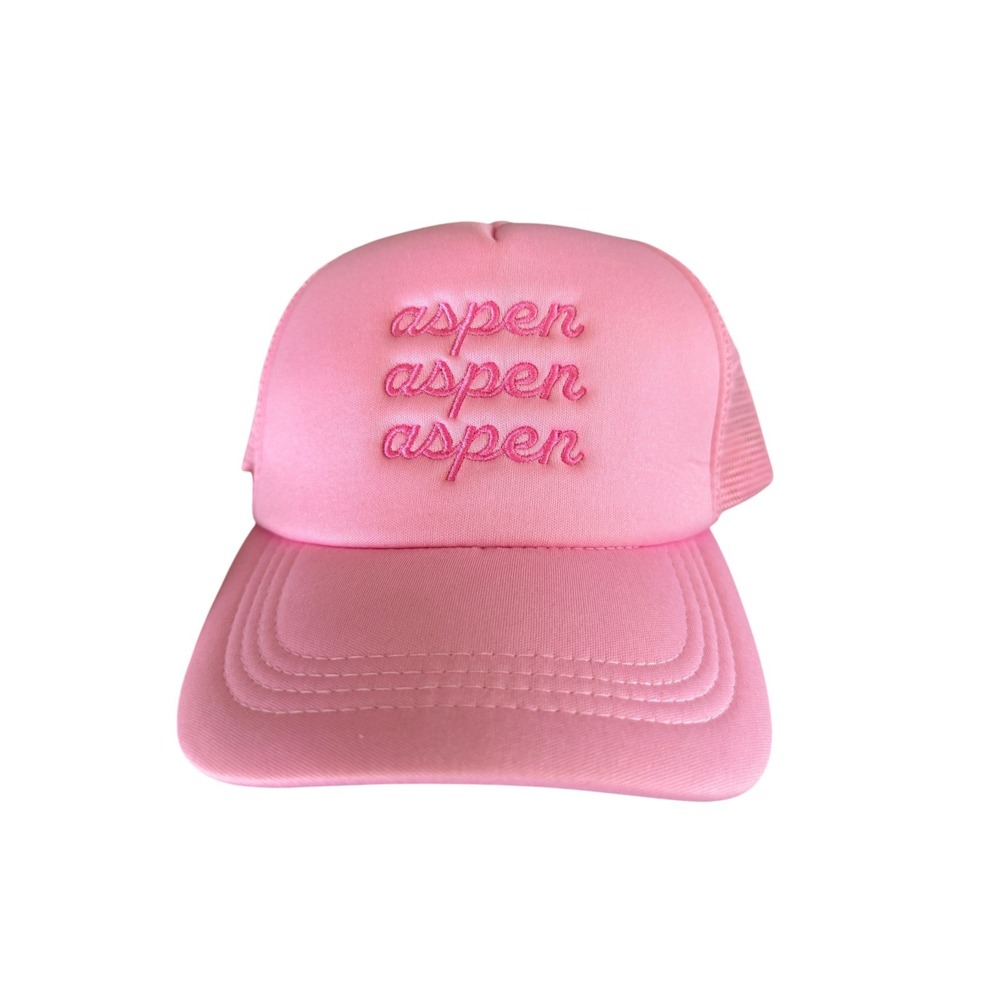 Red Aspen Pink Trucker Hat Aspen Embroidered Mesh Snapback Baseball Cap